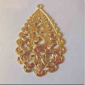 4 Vintage Gold Plated Fancy Intricate Metal Pendants