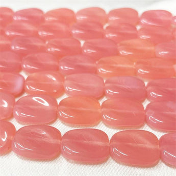 10 Vintage Opalescent Peachy Pink Glass Beads #8589