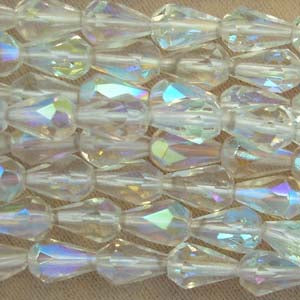 25 Czech AB Clear Crystal Fire Polished Teardrop Glass Beads #3454