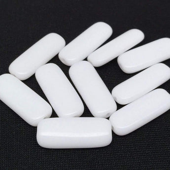 10 Vintage White Japan Rectangle Glass Beads