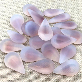 4 Vintage Handmade Frosted Purple Givre German Pear Glass Cabochons