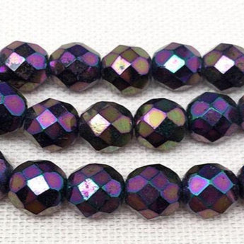 25 Iris Purple Czech Faceted Glass Beads