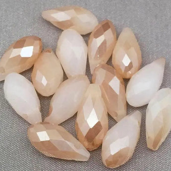 Cream Beige Briolette Glass Beads