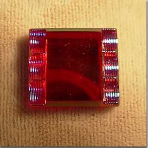 2 Vintage Red Mirror Tile Glass Cabochons #8605