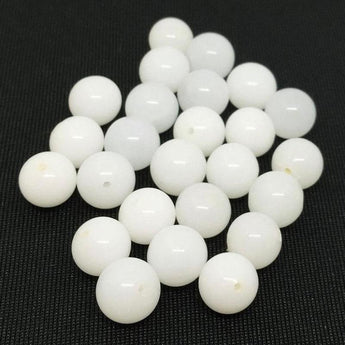 25 Opalescent White Japan Round Glass Beads.