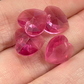 4 Vintage Swarovski Rose Crystal Heart Beads