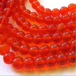 25 Vintage Czech Hyacinth Orange Round Glass Beads #4903