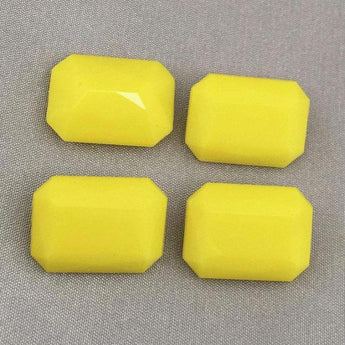 4 Vintage Lemon Yellow Octagon Glass Cabochons