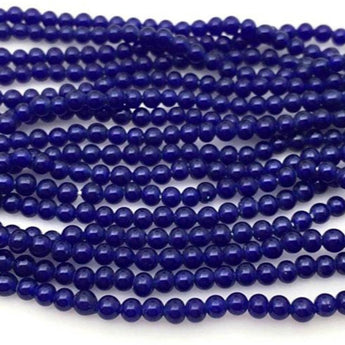 100 Vintage Handmade Dark Blue Round Japan Glass Beads 3mm