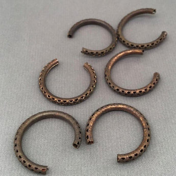 6 Vintage Aged Brass Curved Tube Metal Findings