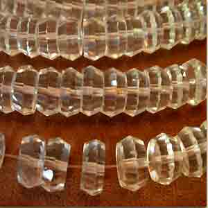 10 Vintage Double Faceted Cut Clear Crystal Rondelle Beads #9045