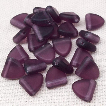 25 Matte Amethyst Purple Czech Drop Glass Beads