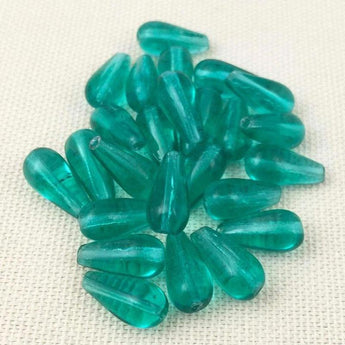 25 Zircon Czech Teardrop Glass Beads