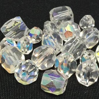 20 Mixed Vintage Clear Faceted Glass Beads