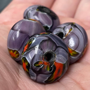 10 Vintage Handmade Amethyst Millefiori Glass Beads