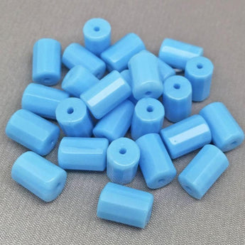 25 Vintage Blue Czech Cylindrical Glass Beads