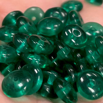 50 Vintage Emerald Disc Rondelle Czech Glass Beads