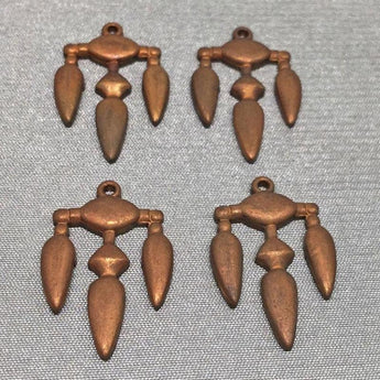 4 Vintage Cast Brass Metal Pendants