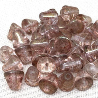 25 Translucent Golden Pink Czech Cone Glass Beads