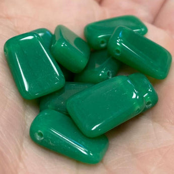 10 Vintage Semi Translucent Green Japan Glass Beads