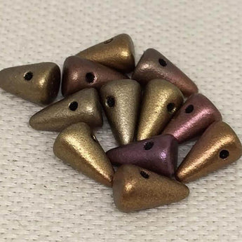 12 Metallic Bronze Iris Czech Spike Glass Beads