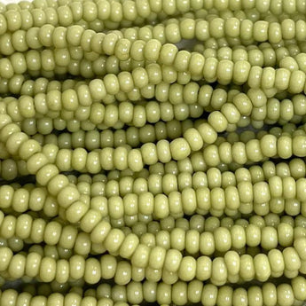 1 Hank Opaque Light Olive Green Czech Glass Seed Beads