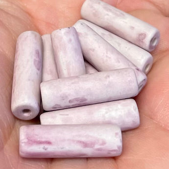 10 Vintage Light Pink Japan Porcelain Tube Beads