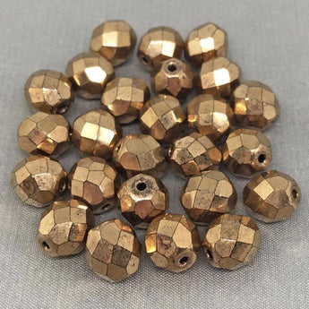 25 Bronze Czech Faceted Glass Beads