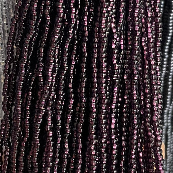 1 Hank Silver Lined Dark Amethyst Purple Czech Glass Seed Beads