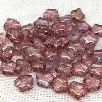 50 Pink Czech Star Glass Beads