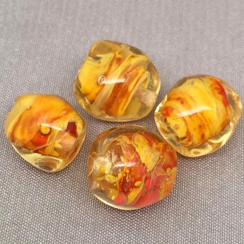 4 Vintage Red Yellow Venetian Italian Glass Beads