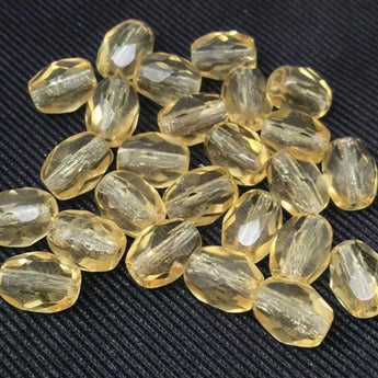 25 Vintage Golden Yellow Czech Oval Glass Beads