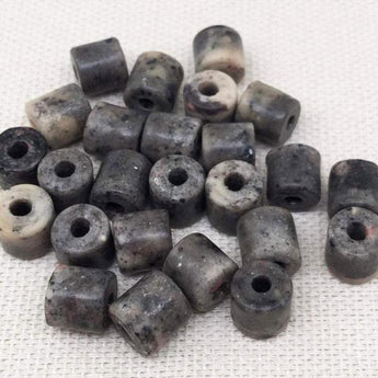 25 Vintage Tan Gray Granite Czech Glass Beads