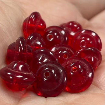 25 Vintage Siam Red Czech Saturn Glass Beads