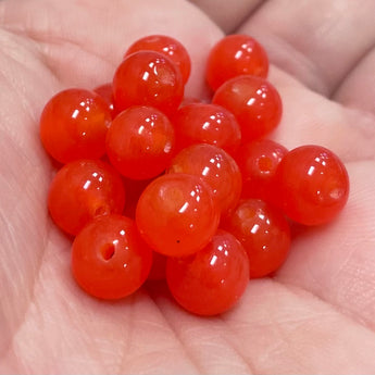 20 Vintage Transparent Cherry Brand Japan Dark Orange Glass Beads