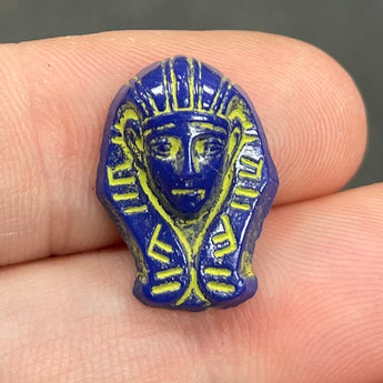 1 Vintage Blue Pharaohs Head Glass Cabochon #9509