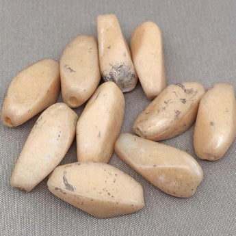 10 Vintage Matte Beige Mottled Gray Japan Glass Beads