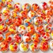 6 Vintage Japan White Orange Cherry Brand Round Glass Beads