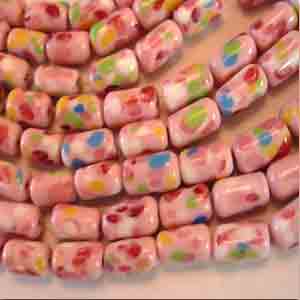 4 Vintage Japan Multi Color Pink Glass Beads Cherry Brand #9410