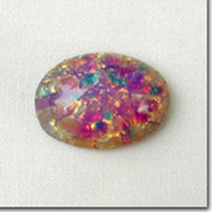 1 Vintage Czech Fire Opal Oval Glass Cabochon #7057