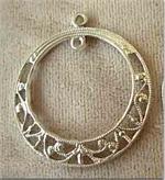 4 Vintage Fancy Round Silver Connector Pendants