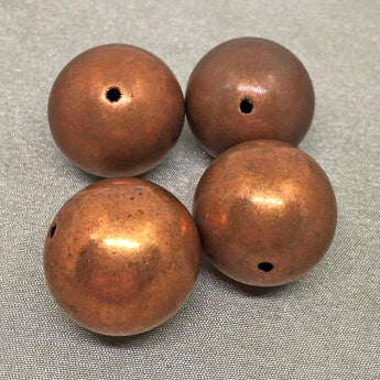 4 Vintage Large Brass Round Metal Beads 17mm