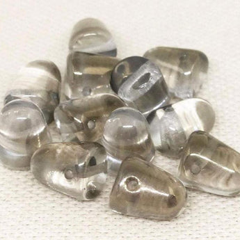 6 Clear Brown Gumdrop Glass Beads