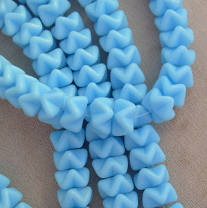 25 Vintage Fancy Blue Fluted Rondelle Glass Beads