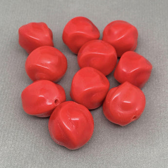 10 Vintage Cherry Red Czech Baroque Glass Beads