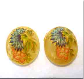 2 Vintage Japan Floral Tensha Cabochons #8984