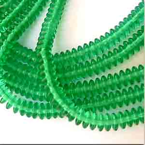 100 Vintage Emerald Green Rondelle Glass Beads #9120