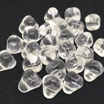 24 Clear Pear Czech Bell Glass Beads