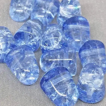 Blue Crackled Czech Gumdrop Glass Beads