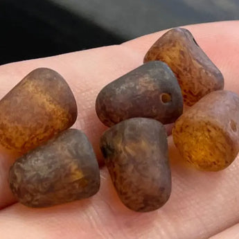 Matte Amber Picasso Czech Gumdrop Glass Beads